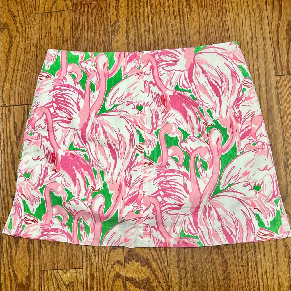 Lilly Pulitzer Pink and Green Flamingo Mini Skirt - Picture 2 of 9